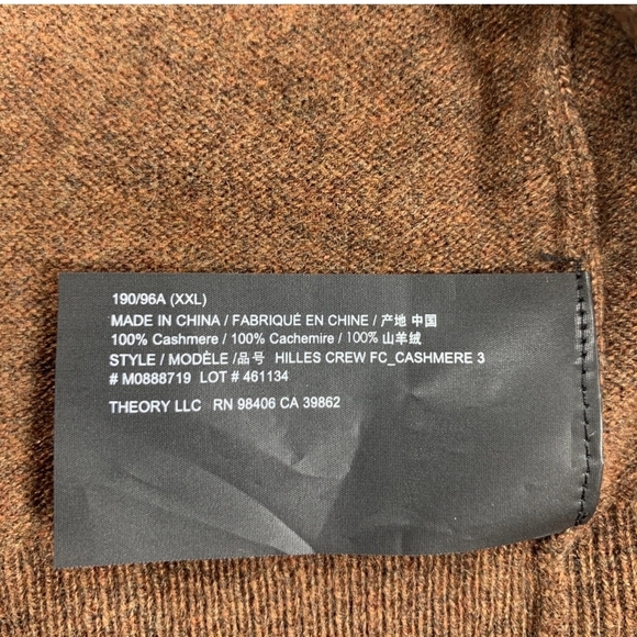 Theory 100% Cashmere Men's Brown Crewneck Sweater - Picture 3 of 10